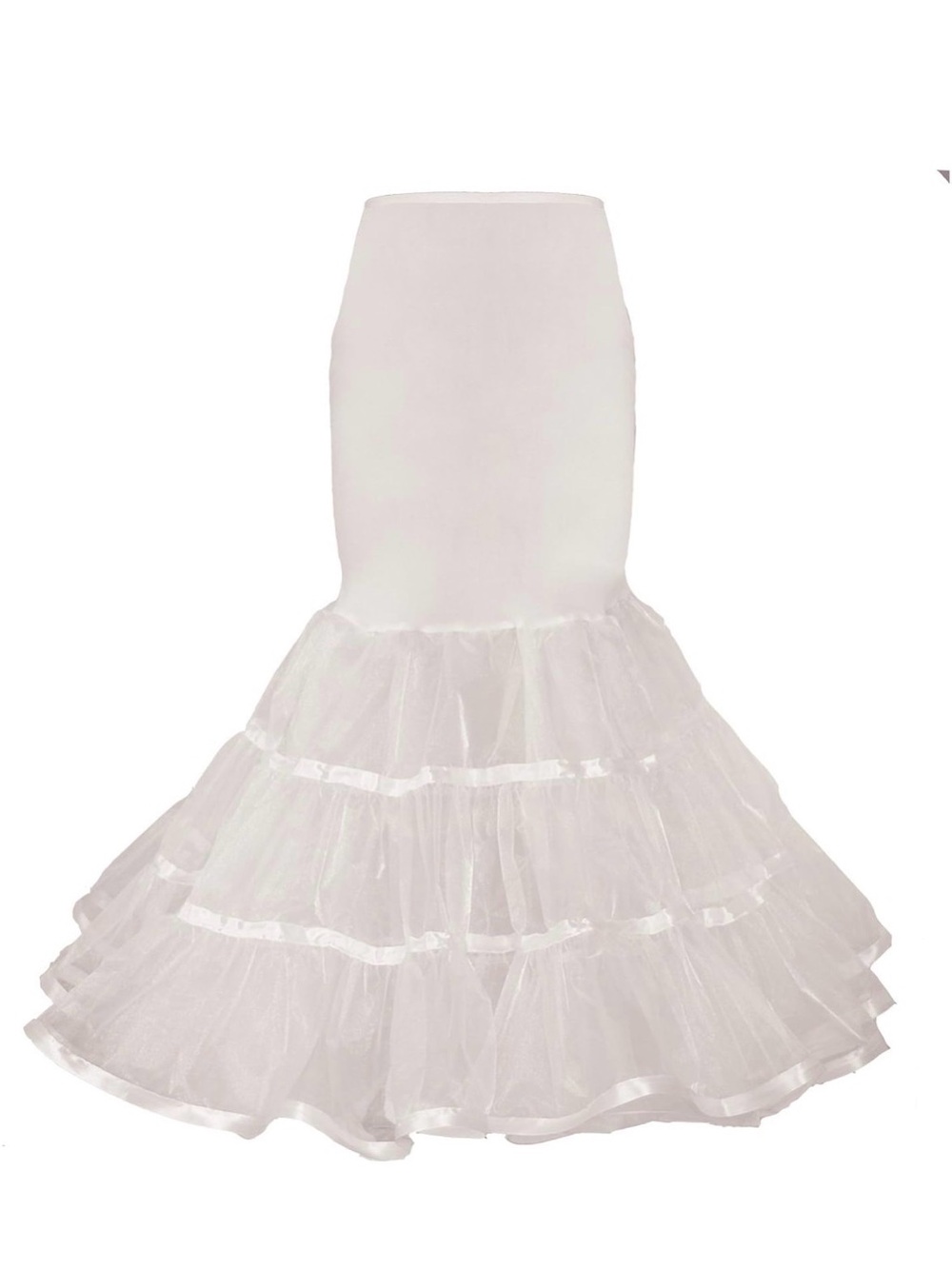 White Mermaid Tulle Layered Petticoat Skirt